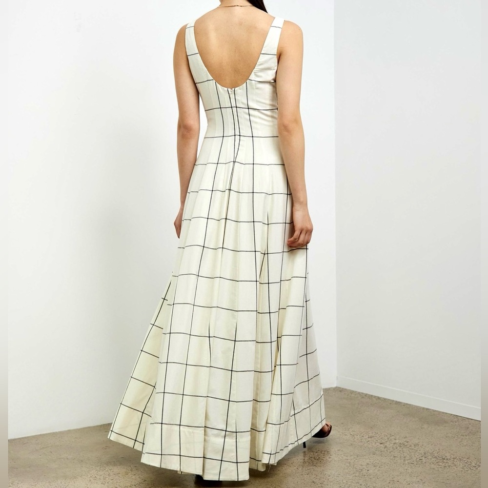 🌺🎉HP🎉🌺 NWOT Staud Wells Maxi Dress Ivory Plaid - Picture 11 of 16